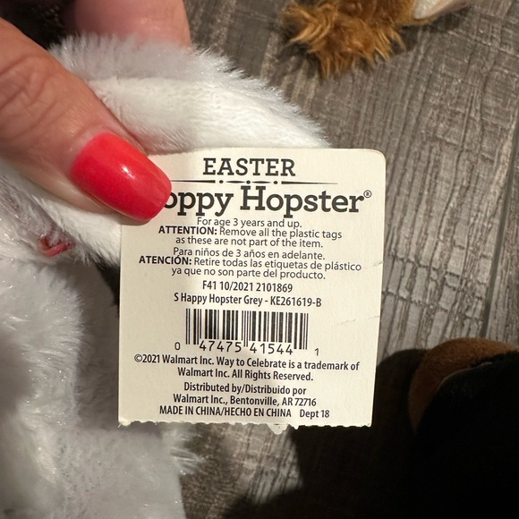 Easter Happy Hoppy Bunny. Gray very soft plush! Tag on but a bit bent. - Picture 4 of 6